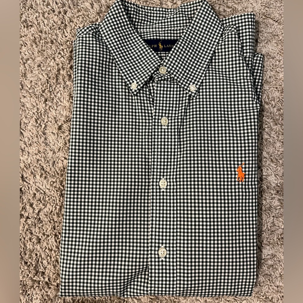 Medium Green/White Long Sleeve Button-down